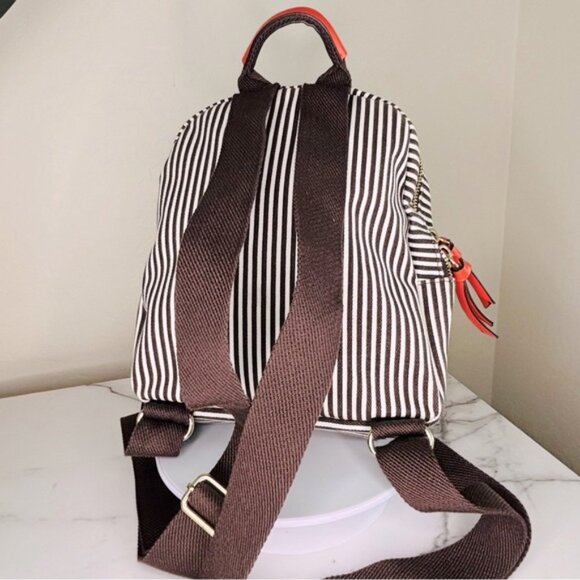 Rare Henri Bendel Brown and White Striped Backpack - Picture 7 of 10
